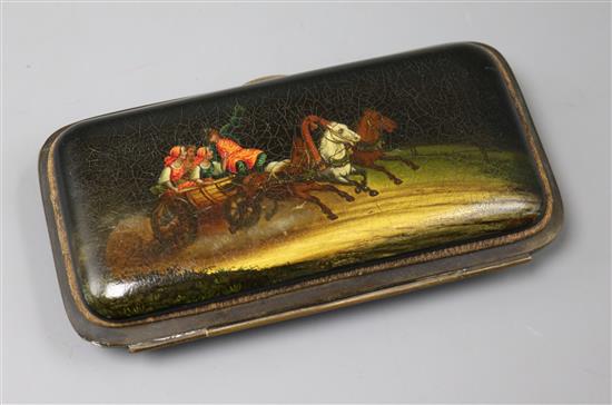 A Russian troika scene spectacle case, c.1900